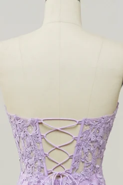 Vestido de baile com apliques sereia roxo