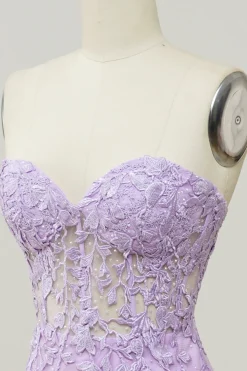 Vestido de baile com apliques sereia roxo