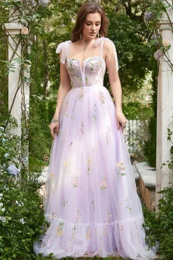 Vestido de Baile Com Bordado Lilás