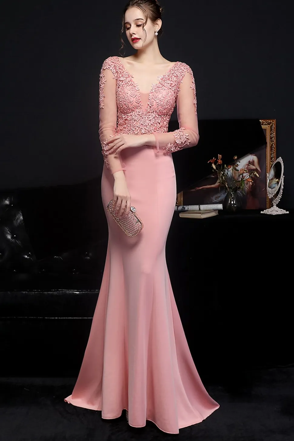 Vestido de baile de aplique branco