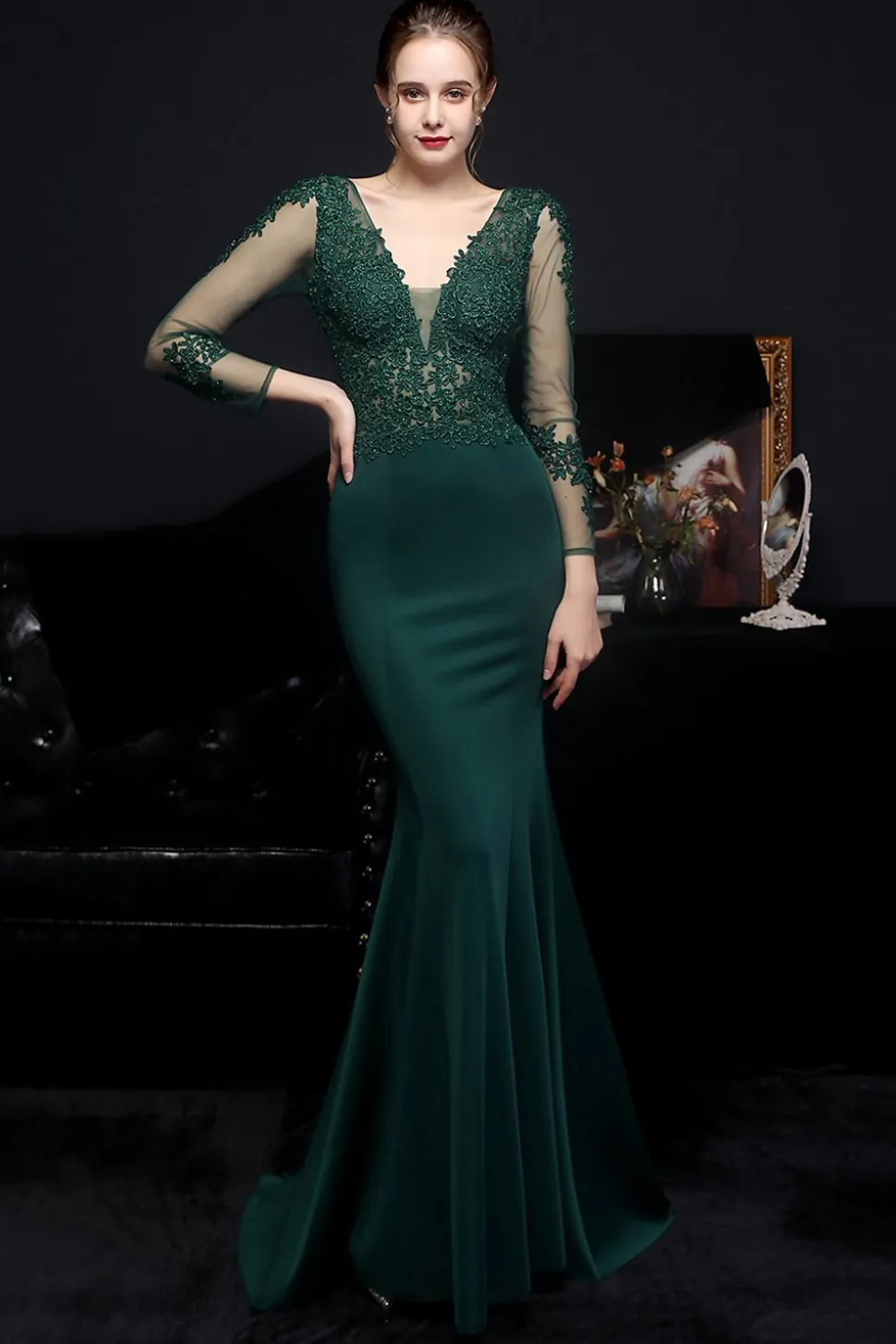 Vestido de baile de aplique branco