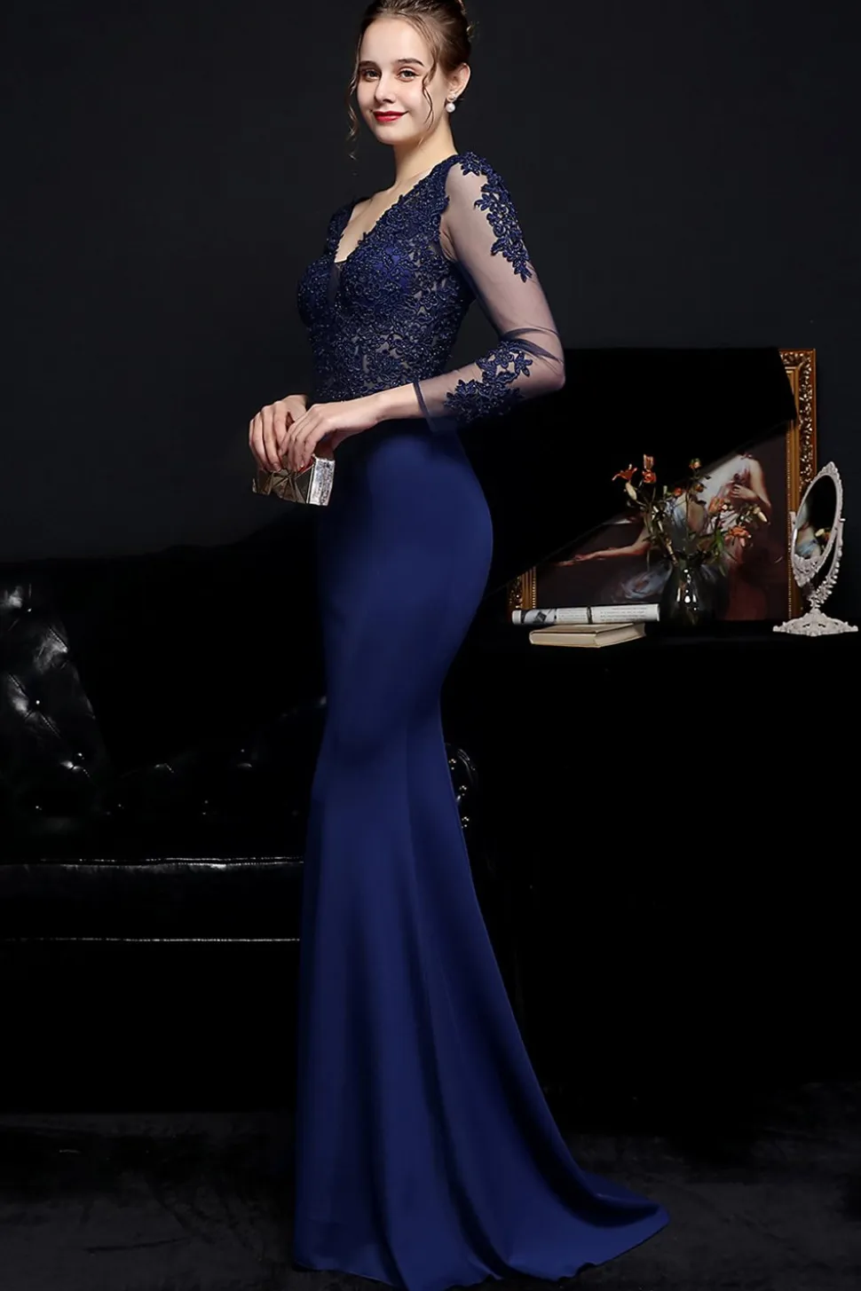 Vestido de baile de aplique branco