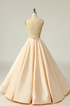 Vestido de baile de cetim azul azul real