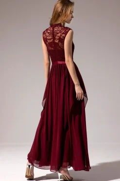 Vestido de baile de Chiffon Longo Borgonha