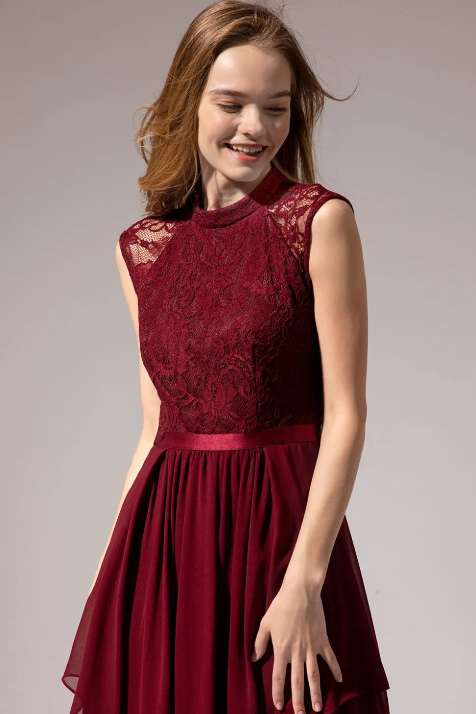 Vestido de baile de Chiffon Longo Borgonha