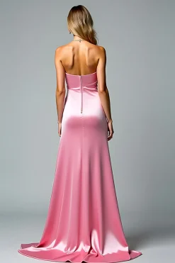 Vestido de baile de formatura querido da bainha rosa com fenda