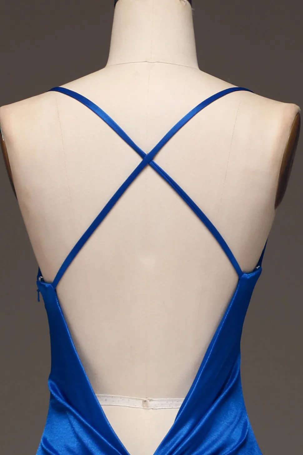 Vestido de baile de formatura de cetim azul real simples sereia longo