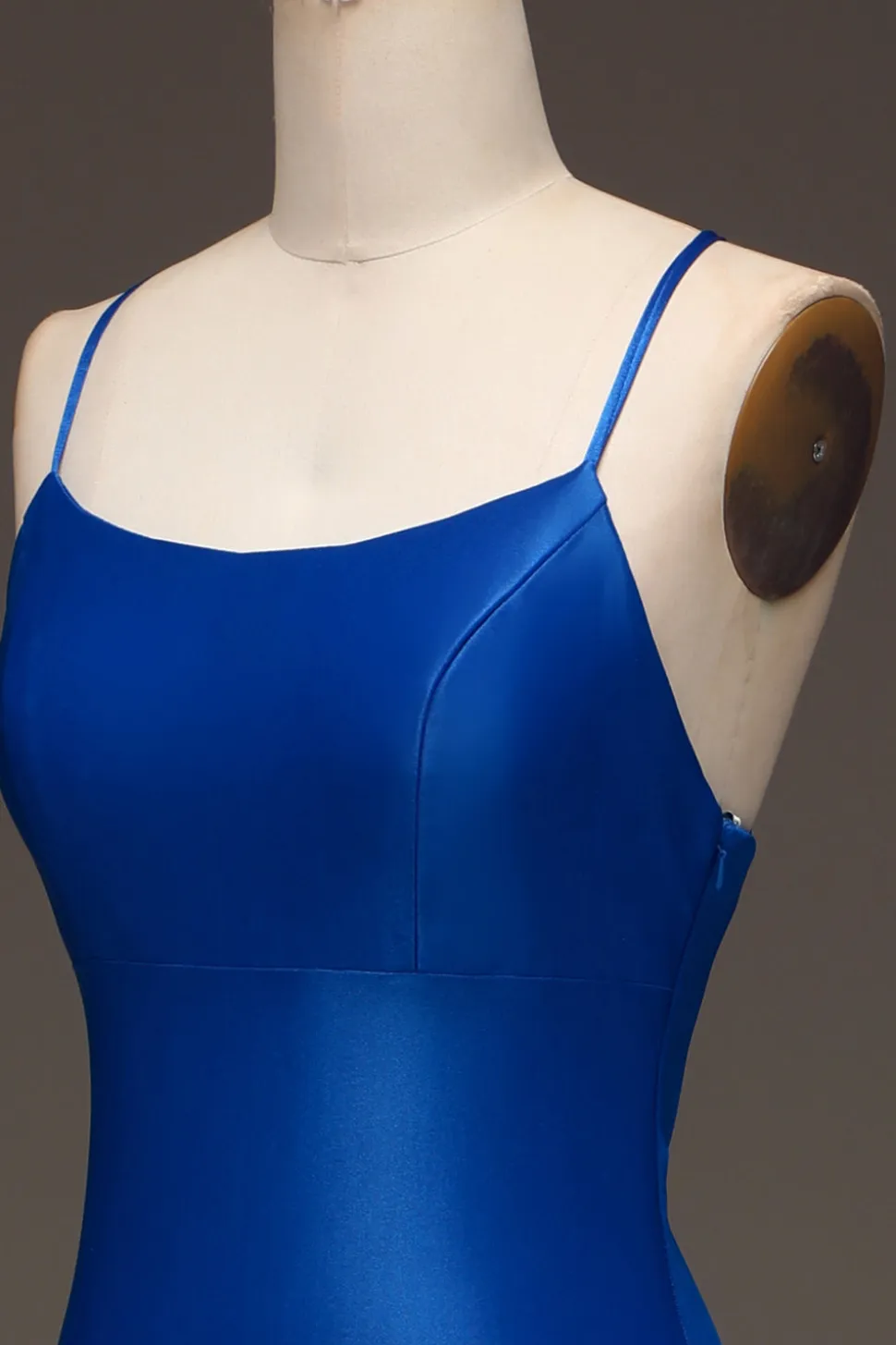 Vestido de baile de formatura de cetim azul real simples sereia longo