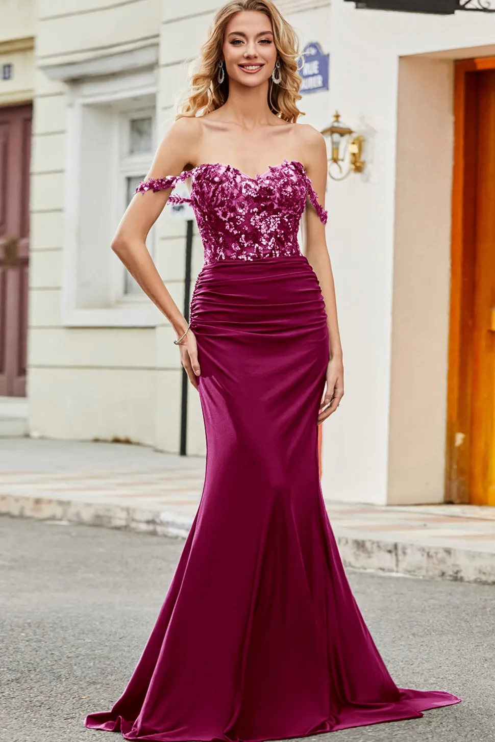 Vestido de baile de formatura de sereia verde escuro com folhos