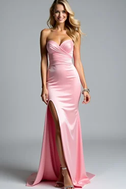 Vestido de baile de formatura querido da bainha rosa com fenda