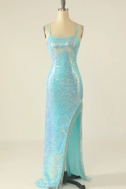 Vestido de baile de lantejoulas de lavanda com franjas
