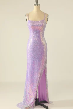 Vestido de baile de lantejoulas azuis com franjas