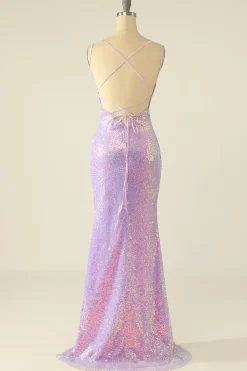 Vestido de baile de lantejoulas azuis com franjas