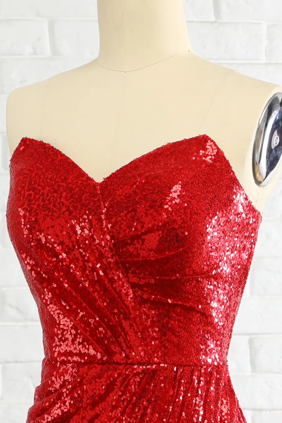 Vestido de baile de lantejoulas vermelhas de Sheath Sweetheart Com Lantejoulas