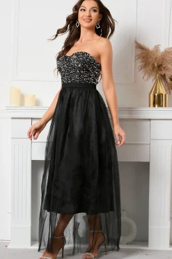 Vestido de baile de missangas da namorada preta