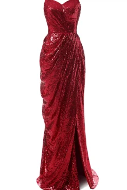 Vestido de baile de sequin de sereia vermelha