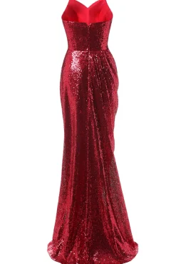 Vestido de baile de sequin de sereia vermelha