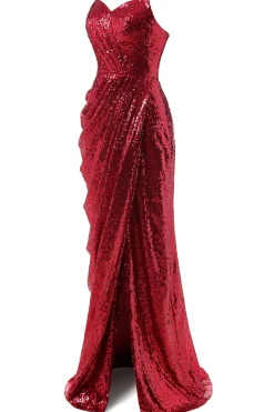 Vestido de baile de sequin de sereia vermelha