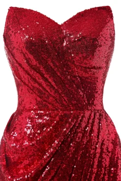 Vestido de baile de sequin de sereia vermelha
