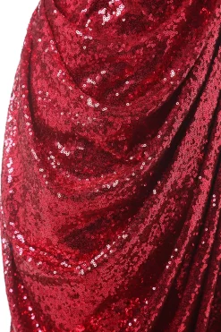 Vestido de baile de sequin de sereia vermelha