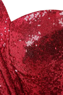 Vestido de baile de sequin de sereia vermelha