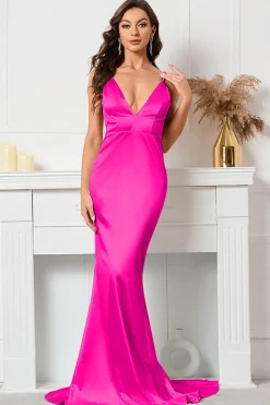 Vestido de baile de sereia sem costas preta