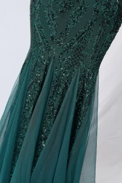 Vestido de baile de sereia one ombro com apliques