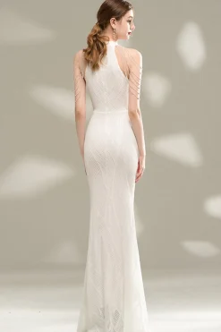 Vestido de baile de sereia Halter Lantejoulas