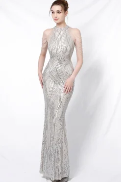 Vestido de baile de sereia Halter Lantejoulas
