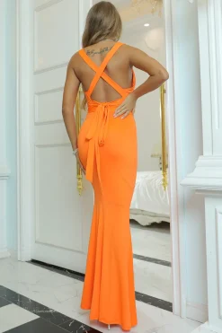 Vestido de baile de sereia laranja