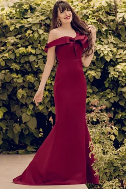 Vestido de baile de sereia de um ombro burgundy