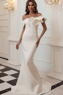 Vestido de baile de sereia de um ombro burgundy