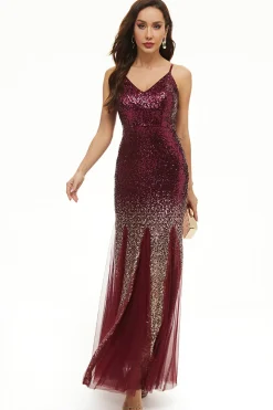 Vestido de baile de tule de lantejoulas pretas