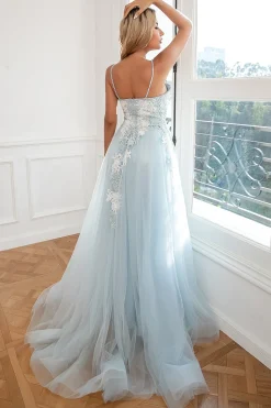 Vestido de baile de tule de tule azul claro