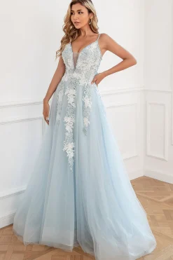 Vestido de baile de tule de tule azul claro