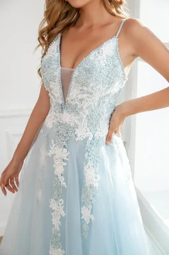 Vestido de baile de tule de tule azul claro