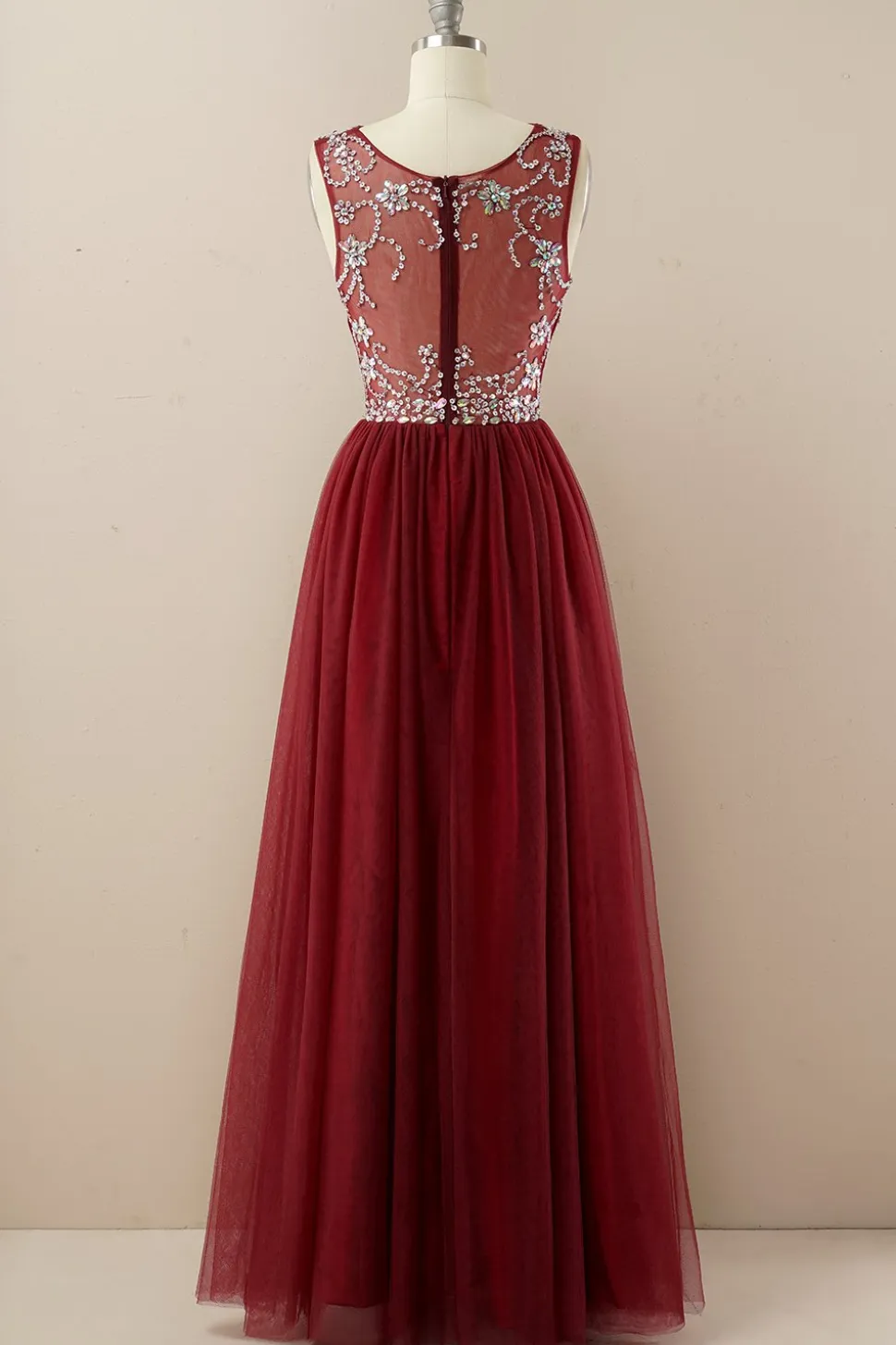 Vestido de baile de tulle de missanga