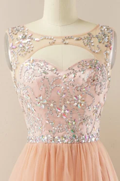Vestido de baile de tulle de missanga
