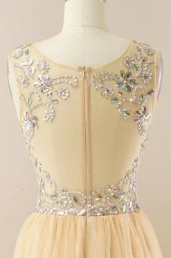 Vestido de baile de tulle de missanga