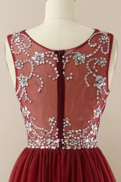 Vestido de baile de tulle de missanga