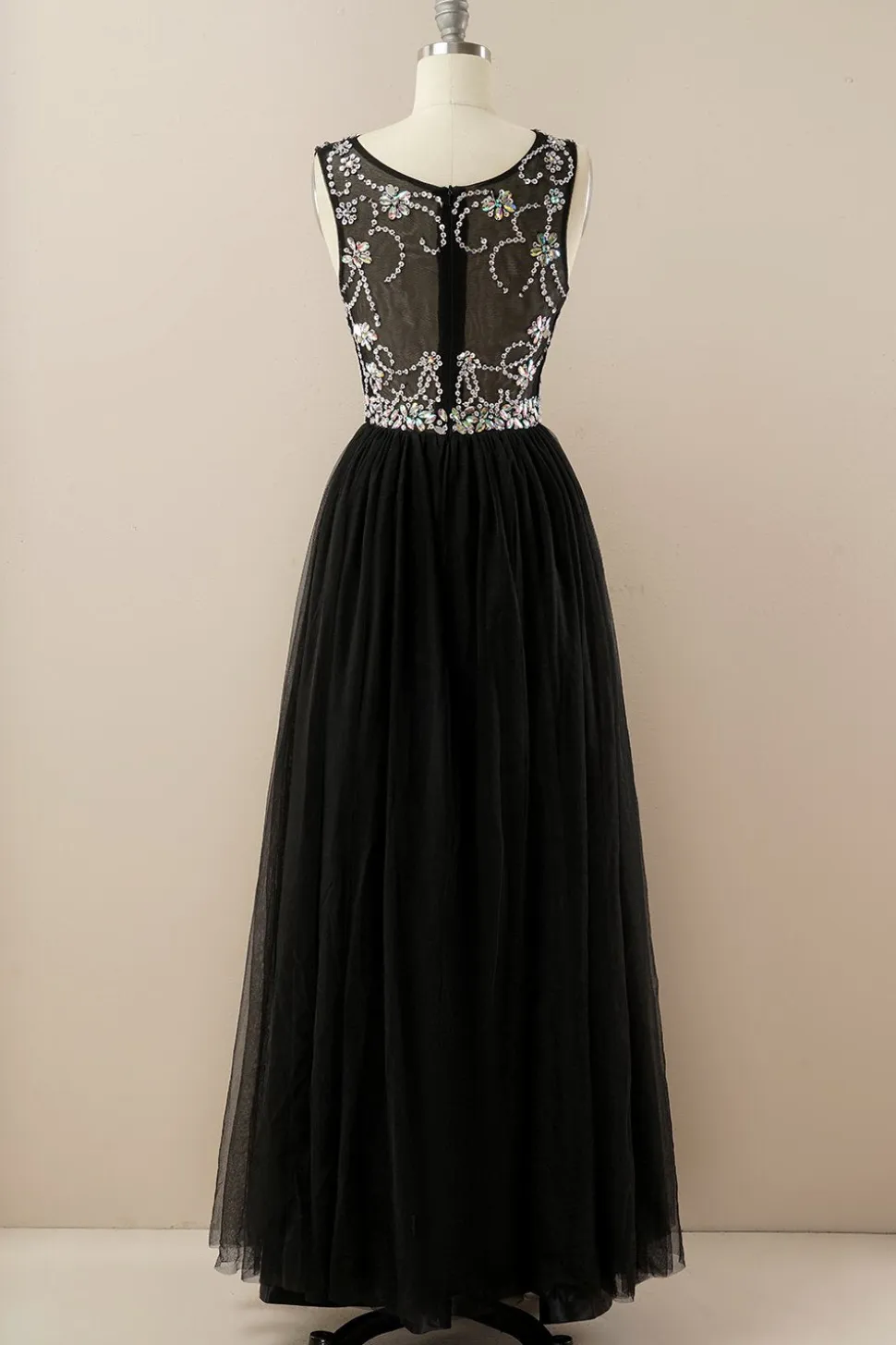 Vestido de baile de tulle de missanga