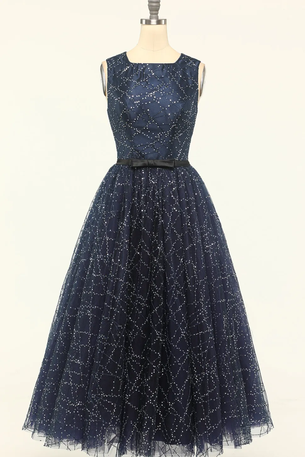 Vestido de baile de tulle da marinha glitter