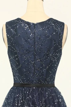 Vestido de baile de tulle da marinha glitter