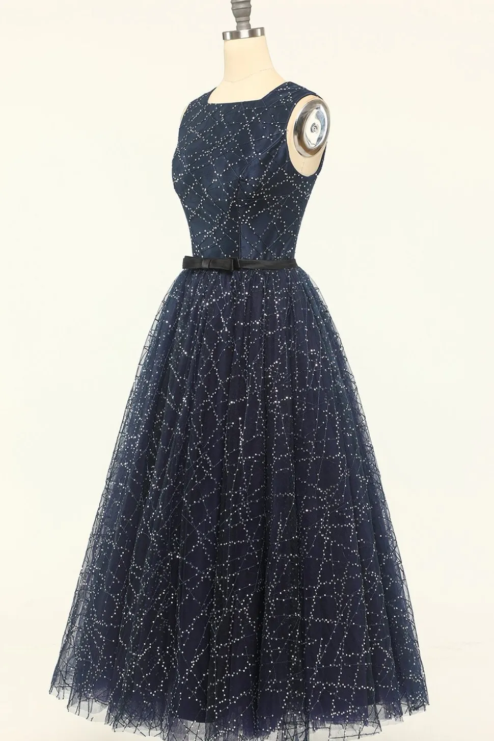Vestido de baile de tulle da marinha glitter