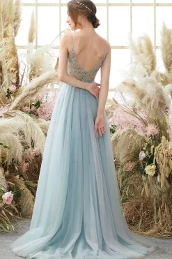 Vestido de baile de tulle de missanga roxa