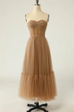 Vestido de baile khaki Polka Dots Corset