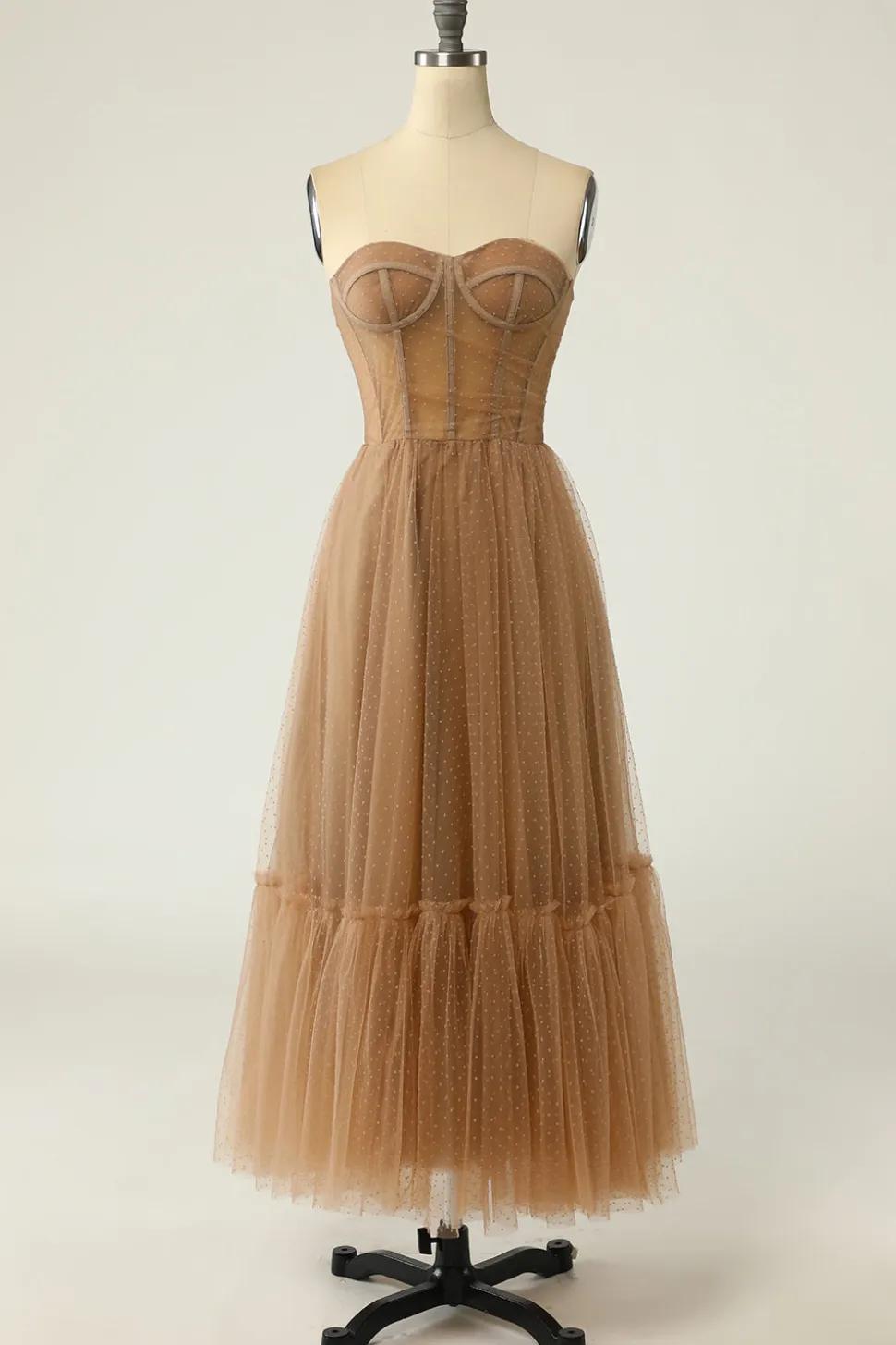 Vestido de baile khaki Polka Dots Corset