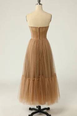 Vestido de baile khaki Polka Dots Corset