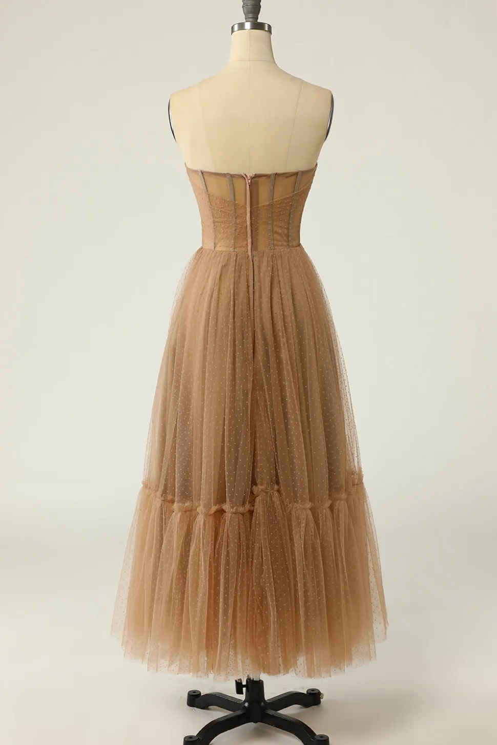 Vestido de baile khaki Polka Dots Corset