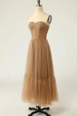Vestido de baile khaki Polka Dots Corset